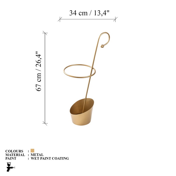 Aberto Design Paragüero de Metal Dorado